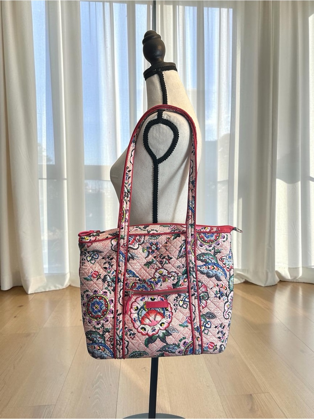 Vera Bradley Pink Floral Quilted Shoulder Tote Bag Multicolor Paisley Retired Pa